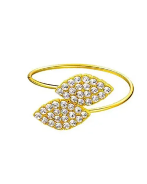 Gold Rhinestone Leaf Napkin Ring 