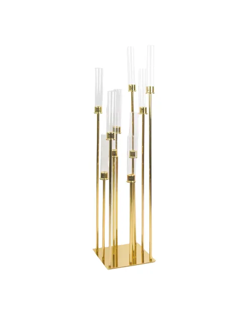 10 Arm Gold Flat Base Candelabra