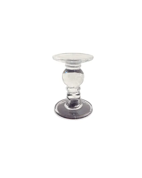 Clear Glass Short Pillar Candle Holder