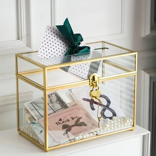 Glass gold gift box