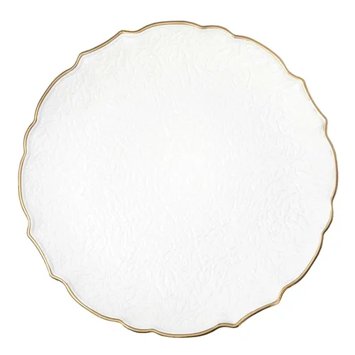White & Gold Rim Victorian Charger