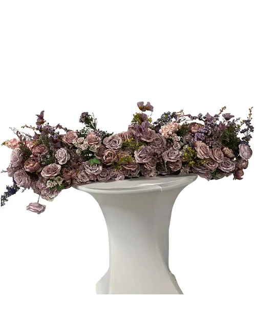 Lavender Rose Floral Garland Strip Centerpiece