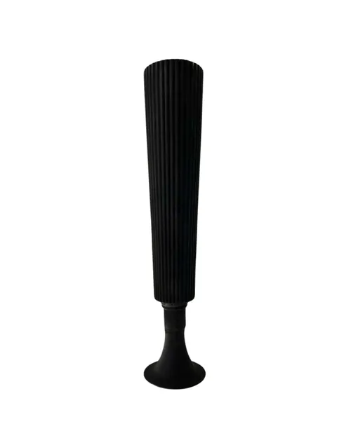 Matte Black Ribbed Trumpet Glass Vase