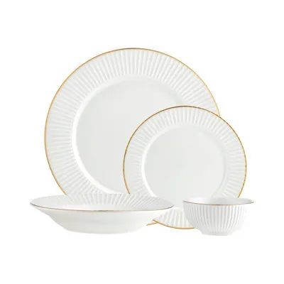 White Inventure Riven Gold Rim Dinnerware
