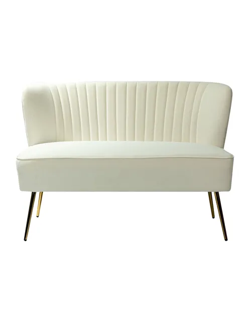 Ivory Velvet Loveseat Lounge