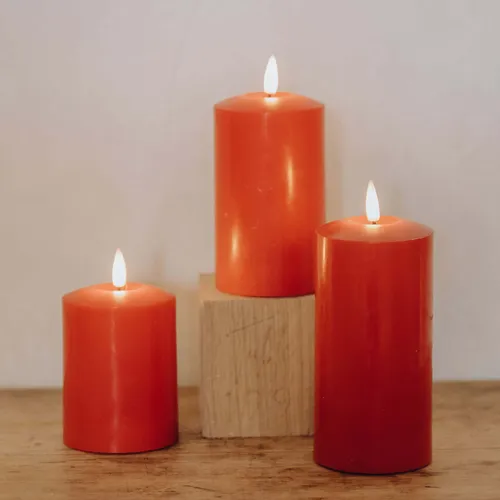 Bougie Bloc LED Rouge lot de 3