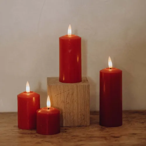 Bougie Bloc LED Rouge lot de 4