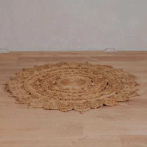 Tapis jute rond ajouré divers