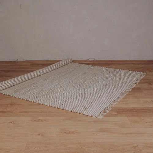 Tapis jute et coton blanc