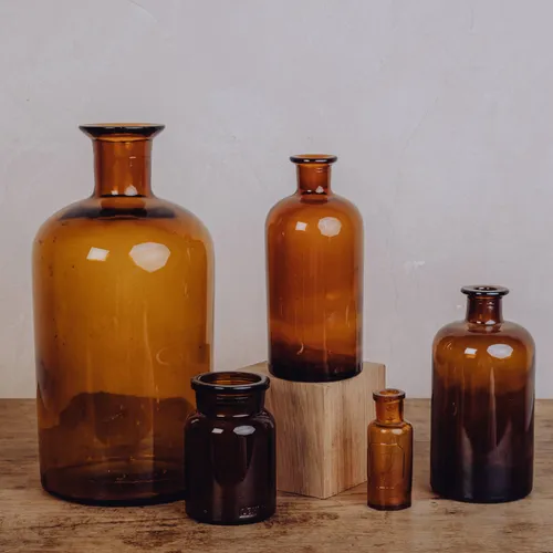 Fiole d'apothicaire ambrées