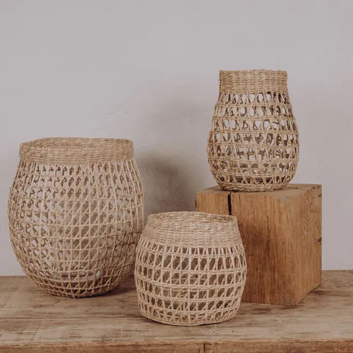 Lanterne rotin tressé