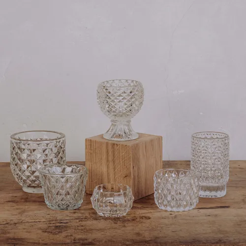 Photophore en verre ciselé