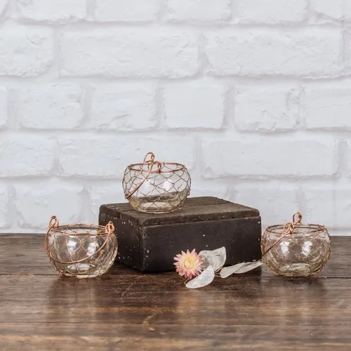 Photophore grillagé cuivré