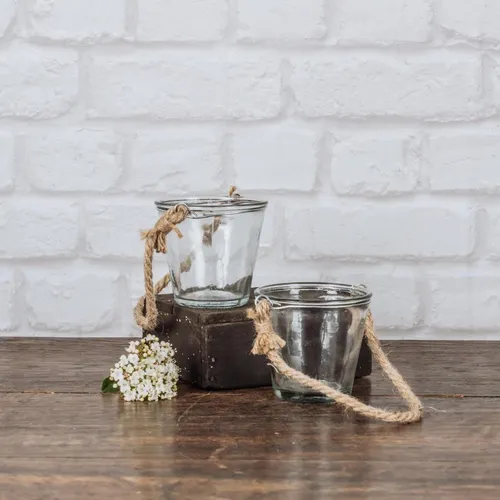 Photophore poignée corde