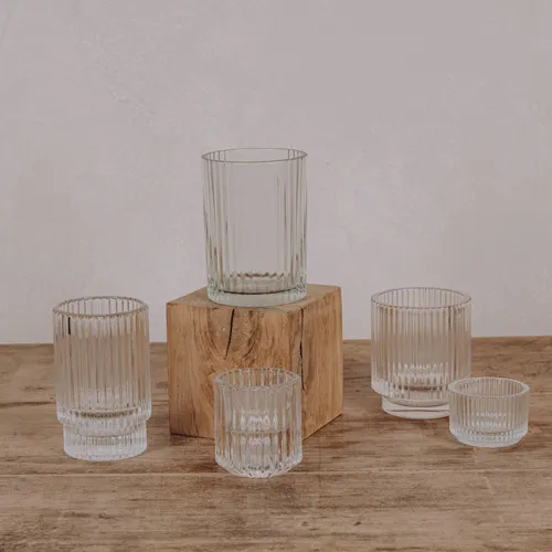 Photophore en verre strié