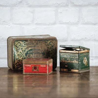 Boîtes en métal ancienne - vert/rouge