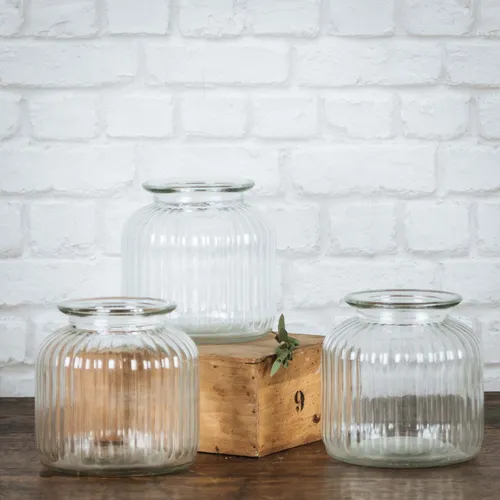 Bonbonnières en verre strié