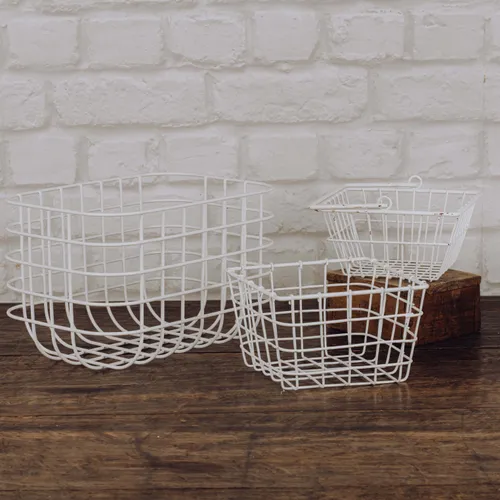 Panier grillagé blanc