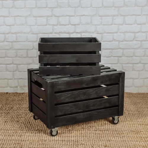 Caisse en bois noire