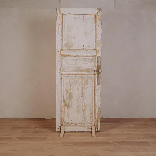 Porte en bois patine blanche