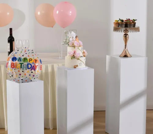 modern white gloss pedestal plinth display stands - set of 3