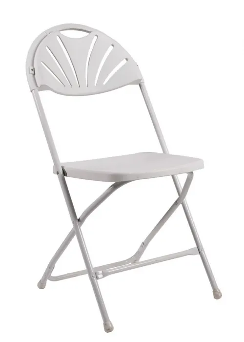 White fanback folding chair