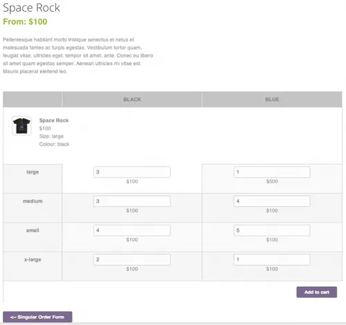 Bulk product with variations