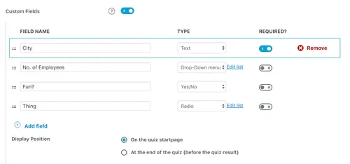 Custom field dropdown test