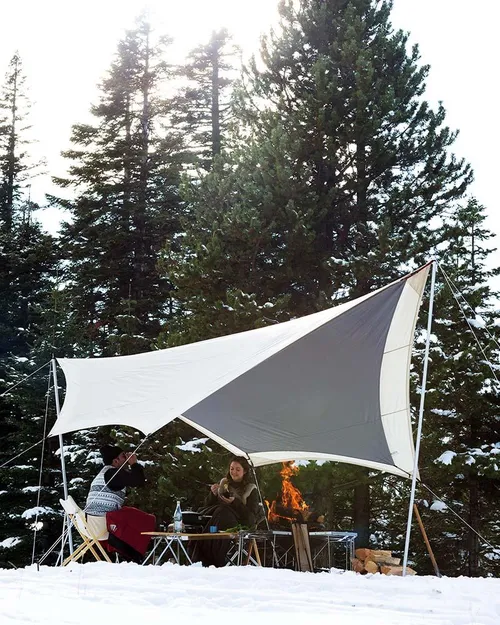 Fire/Spark Resistant Takibi Tarp Hexa Set (Medium) - by Snow Peak 