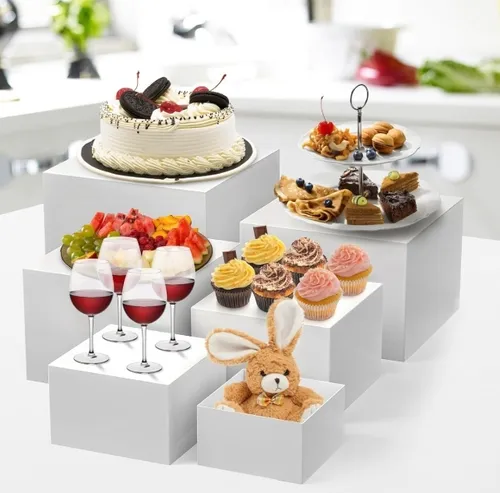 White Dessert Stands-6pc