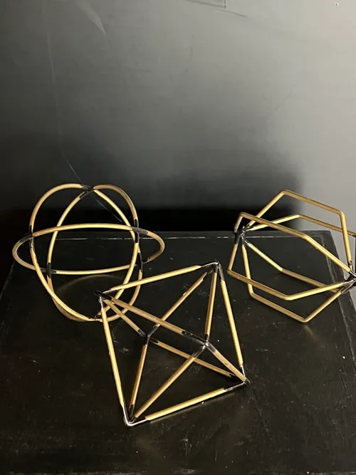 4in Gold Wire Hex accent piece-asst