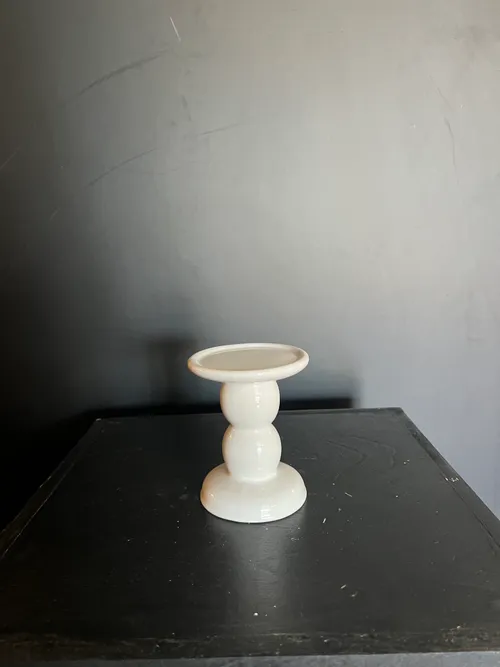 4in Round White top & bottom Candle Holder