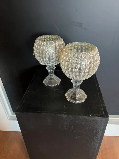 Gloe vase w pearls set 2