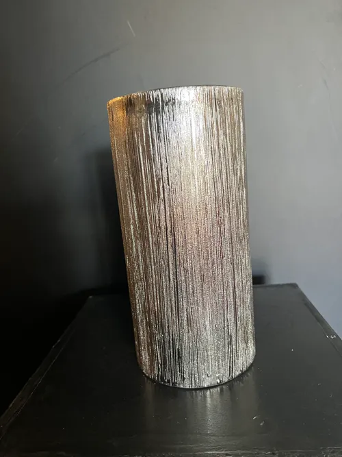 10in Silver Textured Vase Cylinder