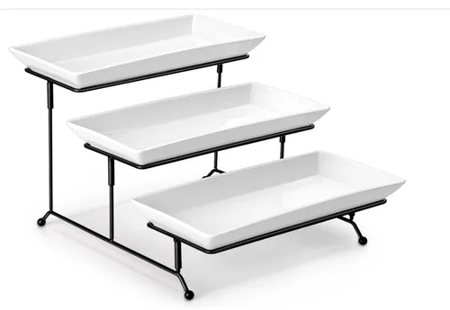 3 tier white serving
