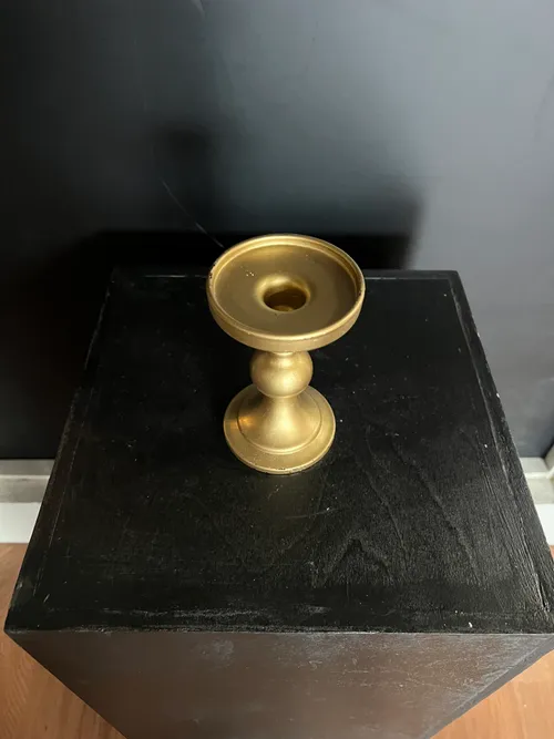 4in Gold Candle Holder- Glass