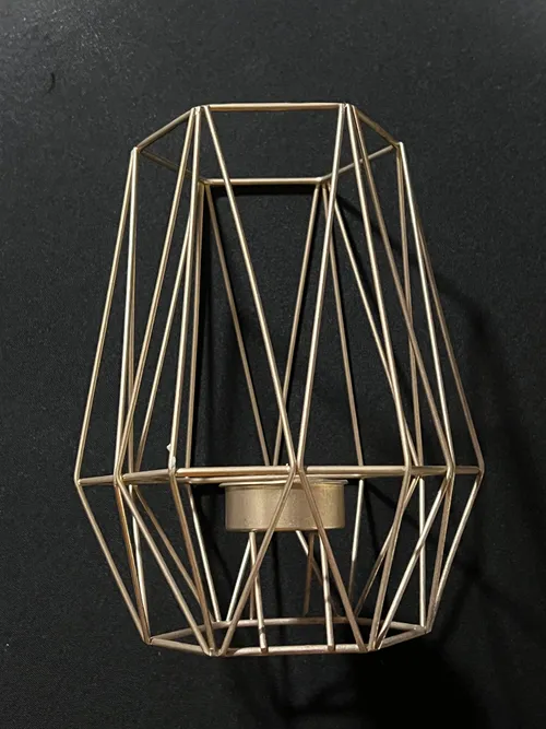 7in Gold wire Hex votive holder