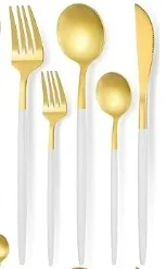 Salad Fork White and Gold 