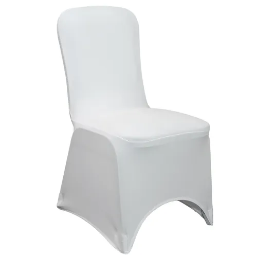 Square Top Stretch Spandex Banquet Chair Cover White