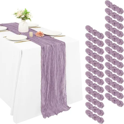 Lavender Cheesecloth Table Runner 20 x 120 inch Gauze Table Runners 10 FT Long