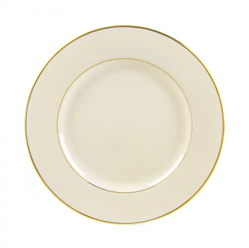 Gold Rim Ivory Dinner Plate