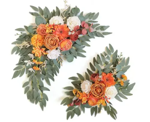 Orange Silk Flower Arrangement for Dessert Table Decor