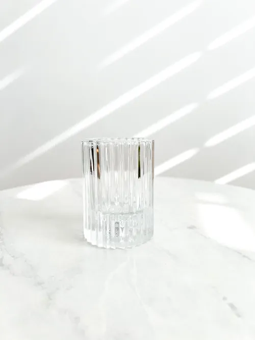 Ribbed Glass Tea Candle Holder