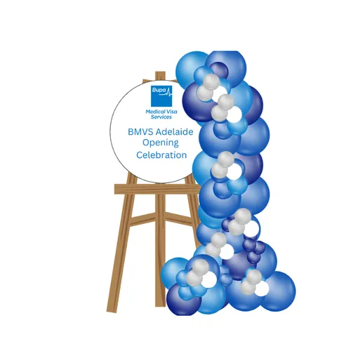 Personalised Round Sign with balloon garland & easel