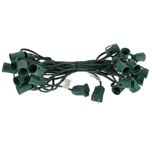 Purchase - Light Strand - C9 - Green Wire - 25 Sockets - No Bulb