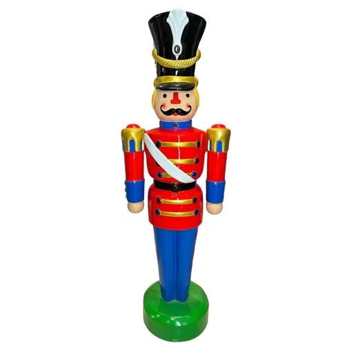 815 - Oversized - Clarence - Nutcracker - 74” - Fibreglass - Red/Gold/Blue w Blue/Red Buttons