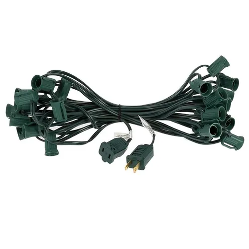 Purchase - Light Strand - C7 - Green Wire - 25 Sockets - No Bulb