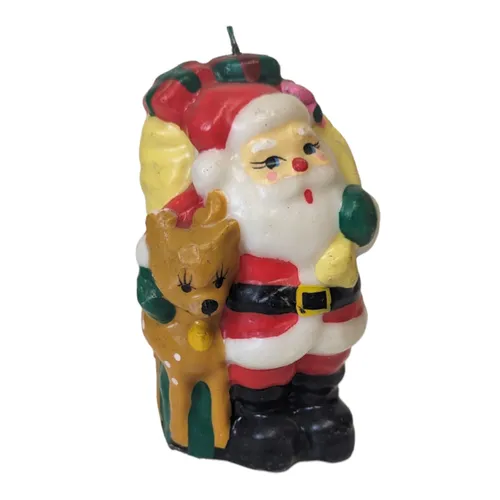 Smalls - Santa Claus w Sack & Deer Candle - 3.5