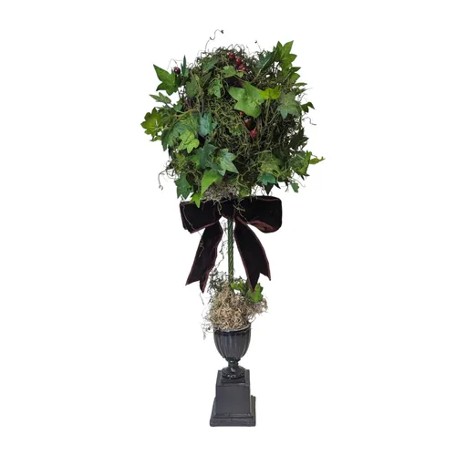 Smalls - Tree w Velvet Maroon Bow/Berries - 8