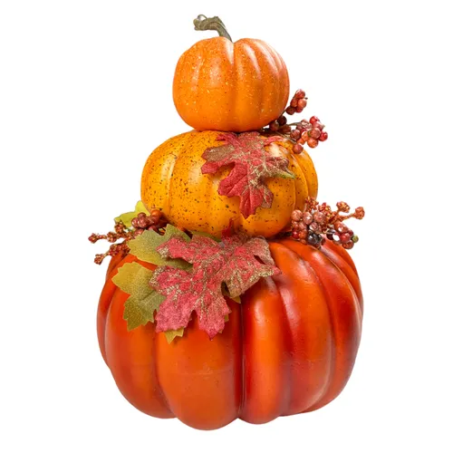 Fall - Stacked Pumpkin w Fall Foliage - 10